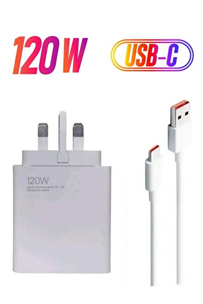Xiaomi شاحن فائق السرعة أصلي بقوة 120 واط مع كابل USB-C بقوة 6 أمبير (قابس بر...