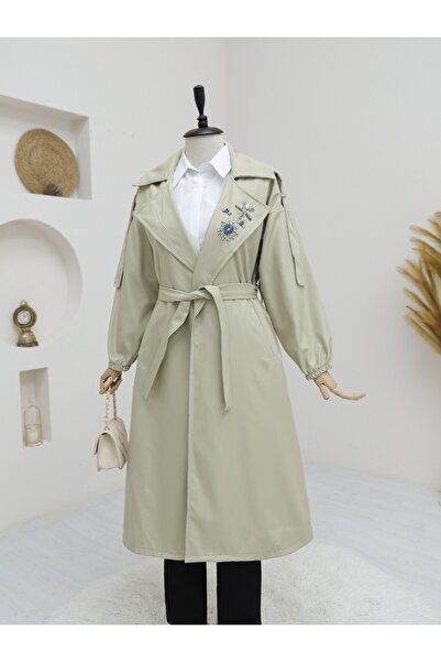 HİJABAYA Παλτό καμπαρντίνας με μανίκια με πέτρα με καρφίτσα