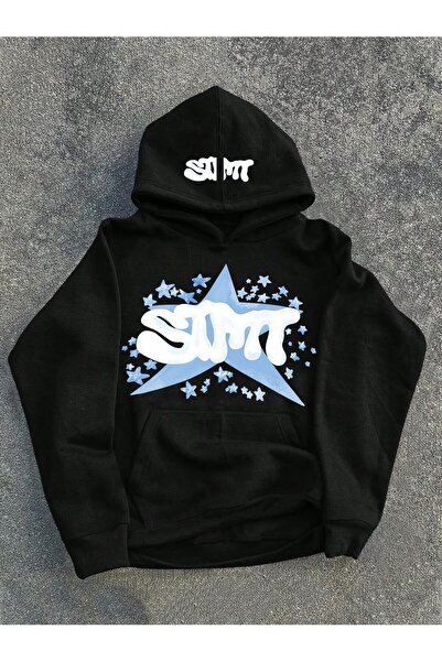 ZEMLİYA Hanorac supradimensionat cu glugă – Imprimeu cu slogan și personaje d...