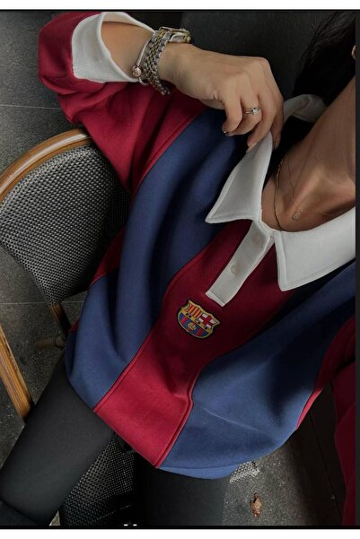 KUN SPORTSWEAR Premium Vertical Collar Sweatshirt Retro Pattern Oversize Unisex