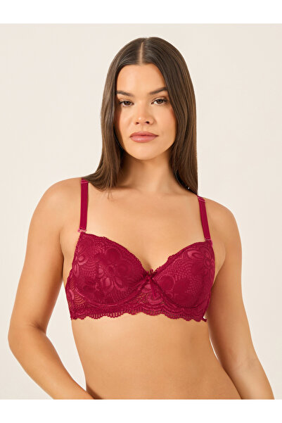 INENEMIS By Styli Solid Lace Padded Wired Bra and Bikini Briefs Set