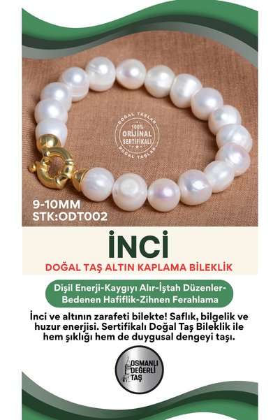 OSMANLI DEĞERLİ TAŞ Sertifikalı Doğal Taş İnci Altın Kaplama Gümüş Aparatlı B...