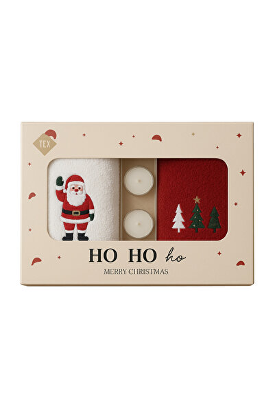 Tex Home Set of 2 towels + 2 Christmas candles