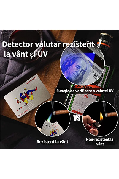 Ems Green flame gas refillable lighter, windproof, playing cards, Joker