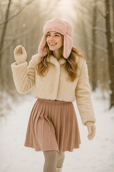 keisy Fur Lockable Women's Hat with Headphones