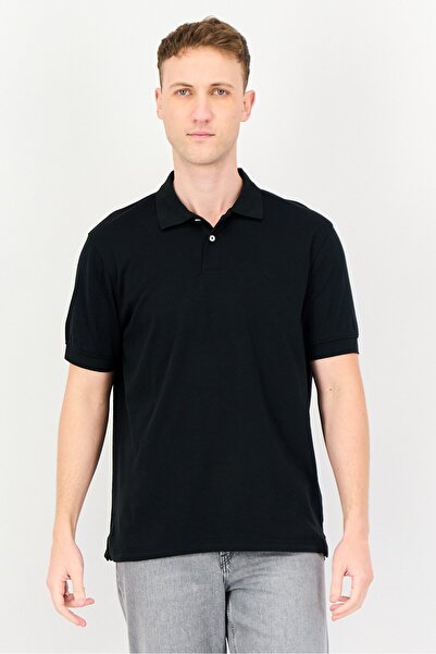 Chaps Men Regular Fit Embroidered Logo Short Sleeve Polo Shirt, Black