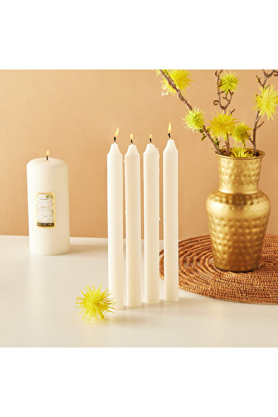 Lifestyle مجموعة شموع أساسية برائحة الفانيليا والزهرة، مكونة من 4 قطع - 25 سم