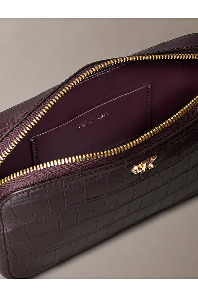 Calvin Klein Crocodile-Effect Crossbody Camera Bag