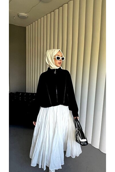 Thebomb Mira Zippered Angora Pocket Cardigan