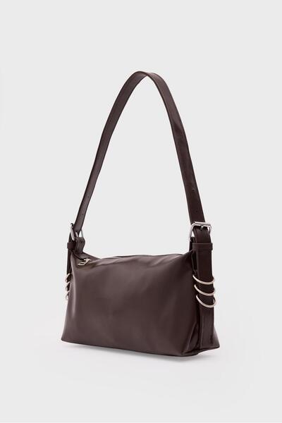Shule Bags Loop Ring Detailed Baguette Bag Brown