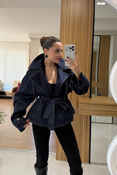 Gizem Ecemiş Doris Denim Geniş Yaka Ceket