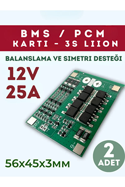 Arduino 2-Adet BMS / PCM 3S Li-Ion 25–40A Dengelemeli Koruma Kartı