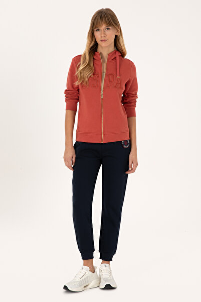 U.S. Polo Assn. Women's Tile Zipper Hooded Basic Sweatshirt 50307769-Vr026