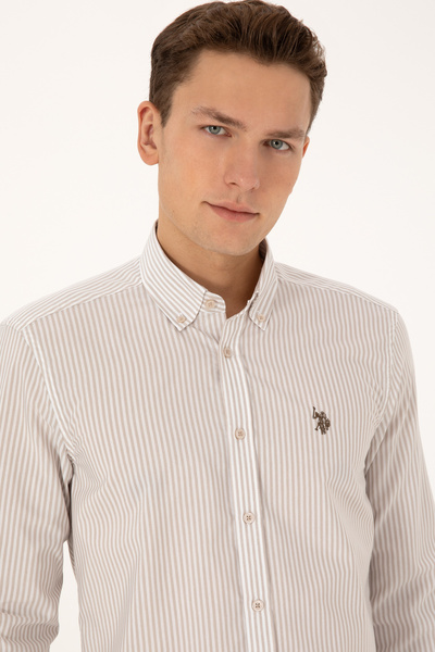 U.S. Polo Assn. Men's Stone Long Sleeve Shirt 50308580-Vr049