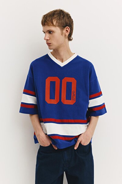 Pull & Bear STWD panel hockey T-shirt