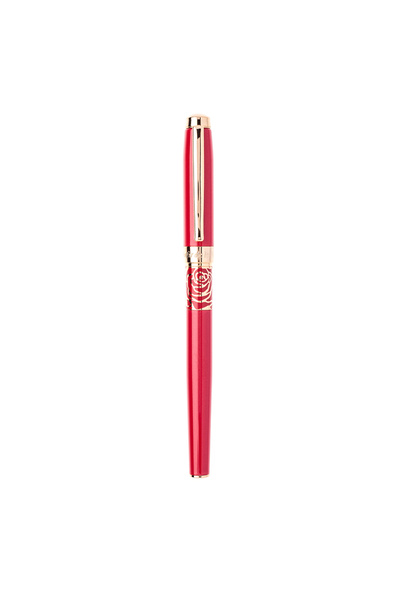 Daco Red metal pen with Rose pattern, F iridium nib, gift box, ideal for school and office