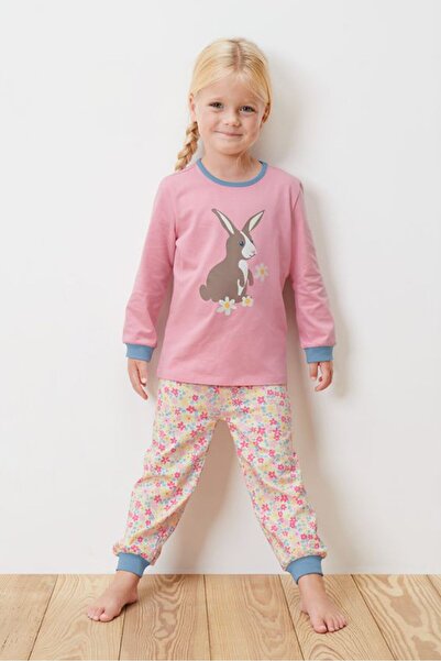 Tchibo Kid Girl 2 Pieces Graphic Print Top And Bottom Set, Pink Combo