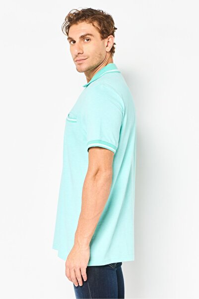 Chaps Men Regular Fit Birdseye Short Sleeve Polo Shirt, Pool Blue