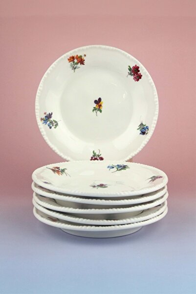Bursa Porselen Dekor Pearl Series Bloom 6-Piece Cake/Cookie Plate