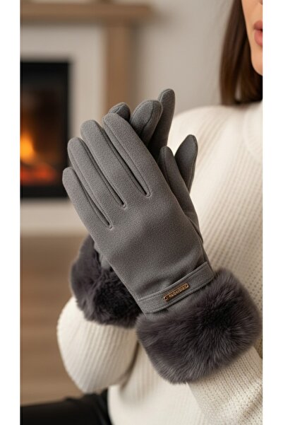 gigigiyim Women's Gloves with Faux Fur Detail