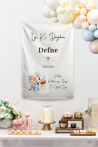 Vagonik Kişiye Özel Doğum Günü Happy Birthday Winnie The Pooh ve Piglet Temal...