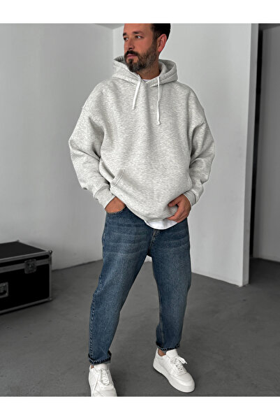 BYBASICMAN Light Gray Basic Hooded Sweatshirt Jj-163