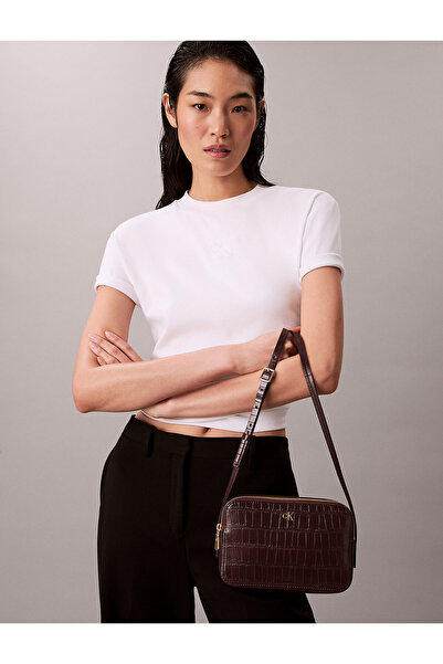 Calvin Klein Crocodile-Effect Crossbody Camera Bag