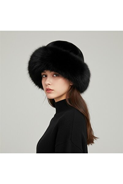 gigigiyim Women's Kalpak Beret with Faux Fur Detail