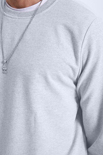 Tudors Men's relax fit cotton 2 thread soft texture crew neck grey tracksuit set