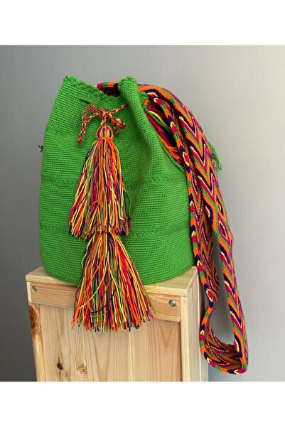 Fundadora Fıstık Yeşili Örgü Wayuu Çanta
