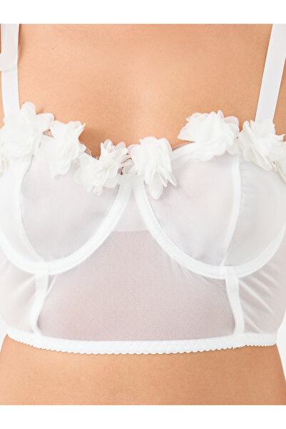 Styli Pack of 3 - Rosette Crop Top, Side Ruched Skirt and Thong