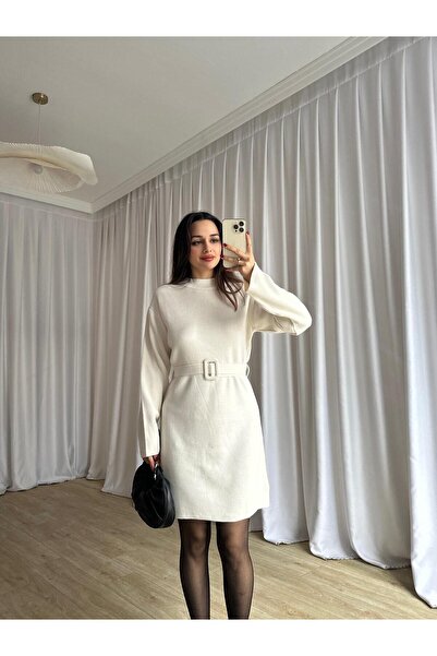 Mooi Butik Mi̇u Knitwear Mini Dress 8615 - White