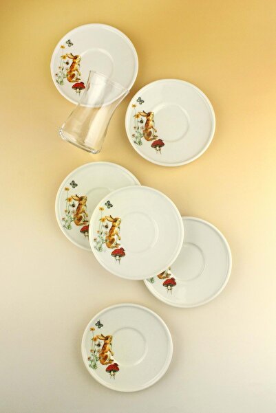 Bursa Porselen Dekor Rabbit12-Piece Porcelain Tea Set for 6 People