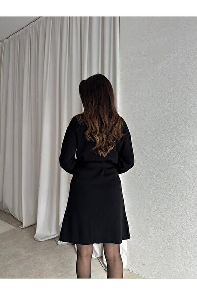Mooi Butik Mi̇u Knitwear Mini Dress 8615 - Black