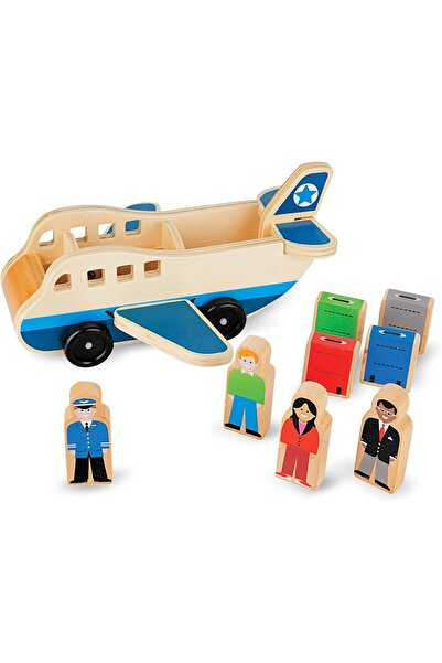 Melissa & Doug مجموعة ألعاب طائرة خشبية مع 4 شخصيات لعب و4 حقائب سفر، متعددة ...