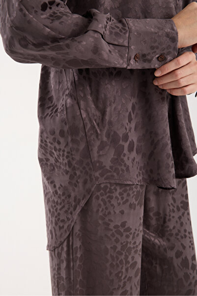 DeChival Women's Casual Suit - Baggy Pants and Loose Shirt - Textured Suit