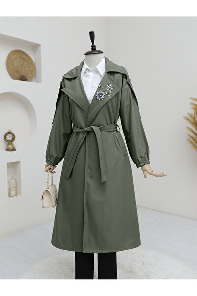 HİJABAYA Παλτό καμπαρντίνας με μανίκια με πέτρα με καρφίτσα