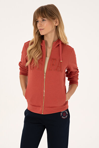 U.S. Polo Assn. Women's Tile Zipper Hooded Basic Sweatshirt 50307769-Vr026