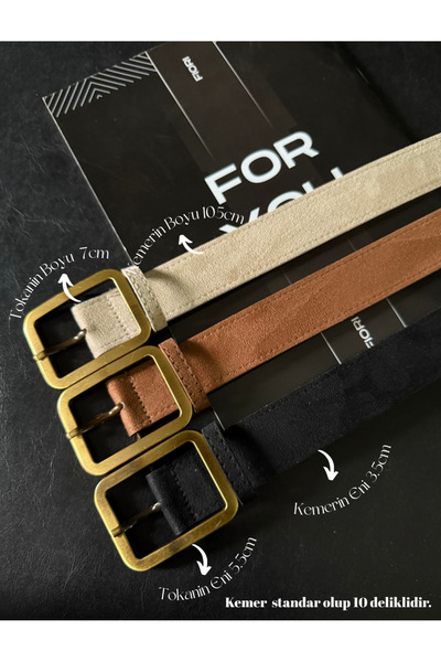 Fiori 3-Piece Suede Antique Buckle Women's Trouser Belt, Coat Belt, Dress Belt, Shirt Belt