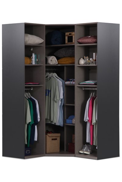 benim odam Loft 3 Kapılı Cam Kapaklı Köşe Dolap Genç / Çocuk Odası 803
