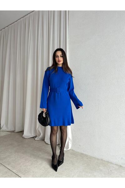 Mooi Butik Mi̇u Knitwear Mini Dress 8615 - Blue