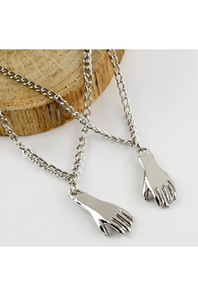 ELEKTRİK DOKTORU Mtxdpn Double Hand Figured (184641) Necklace-Silver Color