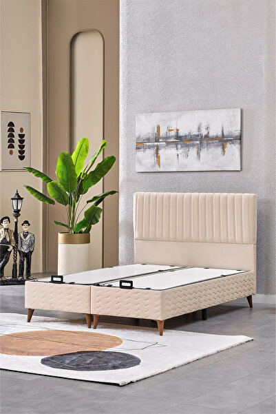 Evdemo Ezgi Çift Kişilik Baza Başlık Set Krem 150*200