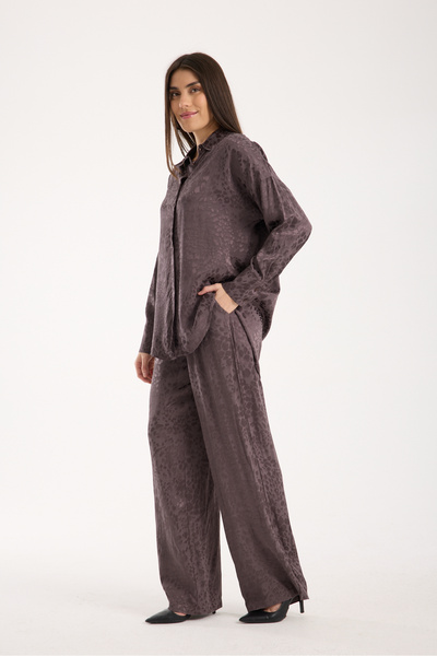 DeChival Women's Casual Suit - Baggy Pants and Loose Shirt - Textured Suit