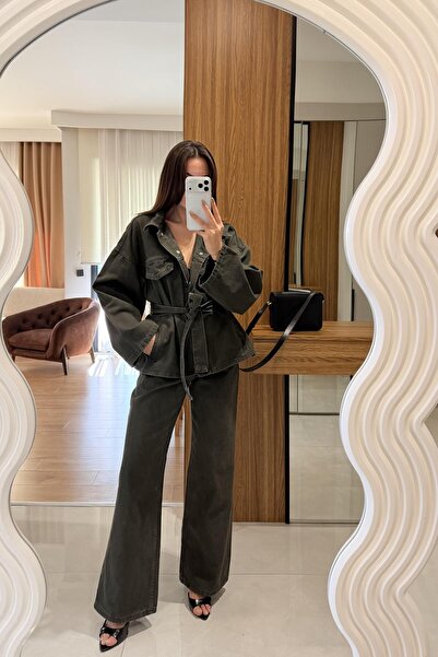 Gizem Ecemiş Callow Haki Kuşaklı Denim Takım