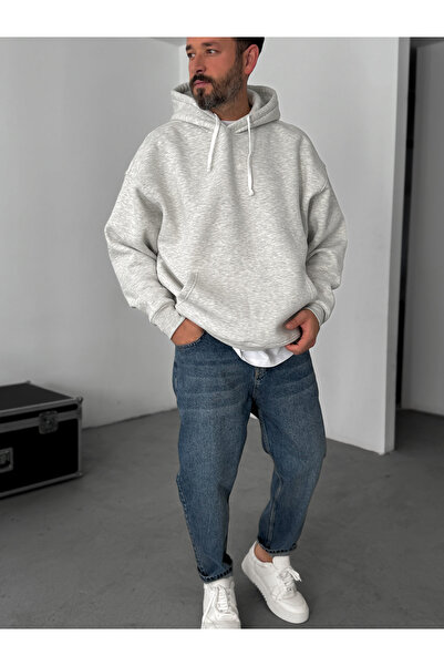 BYBASICMAN Light Gray Basic Hooded Sweatshirt Jj-163