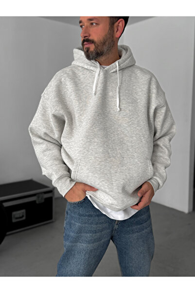 BYBASICMAN Light Gray Basic Hooded Sweatshirt Jj-163