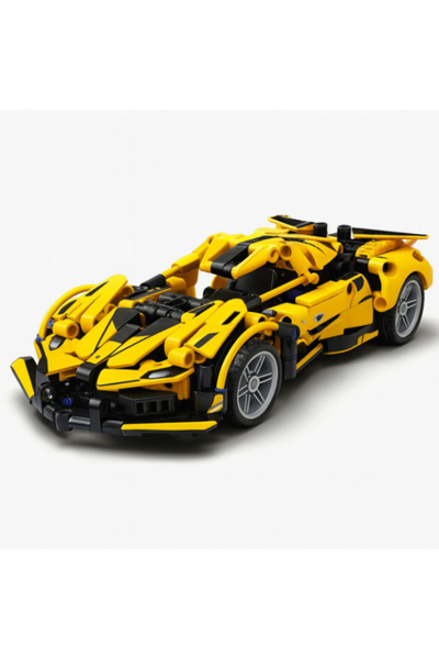 OEM DIY yellow car model with 422 Building Block Car pieces