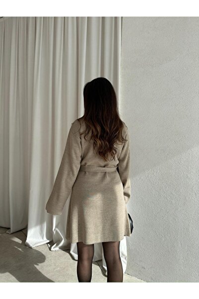 Mooi Butik Mi̇u Knitwear Mini Dress 8615 - Mink