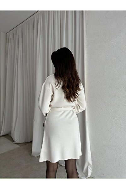 Mooi Butik Mi̇u Knitwear Mini Dress 8615 - White